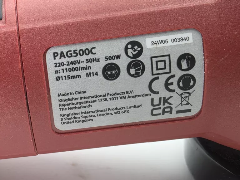 SZLIFIERKA KĄTOWA PAG500C