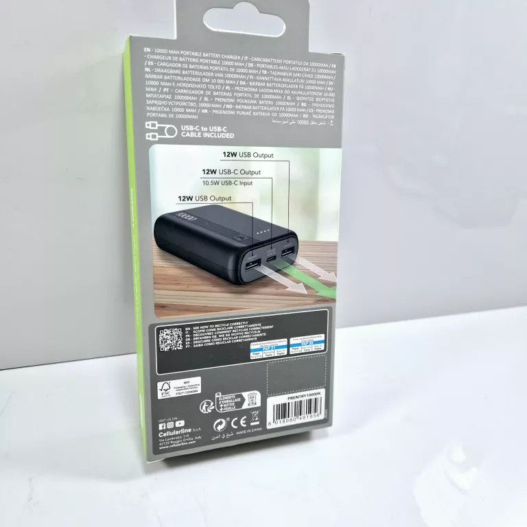 POWER BANK CELLULAR LINE PBENTRY10000K