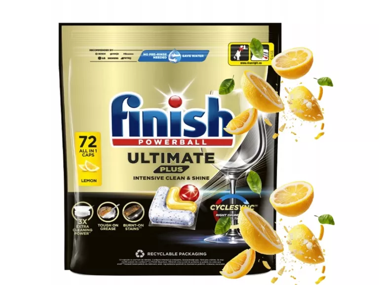 KAPSUŁKI TABLETKI DO ZMYWARKI FINISH ULTIMATE PLUS ALLIN1 LEMON 72 SZTUKI