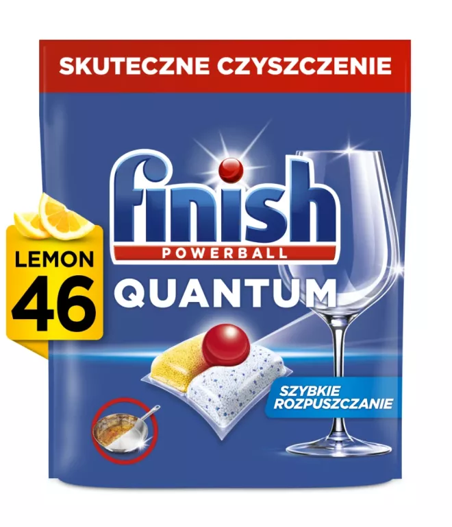 FINISH QUANTUM LEMON KAPSUŁKI DO MYCIA NACZYŃ W ZMYWARCE 46 SZTUK