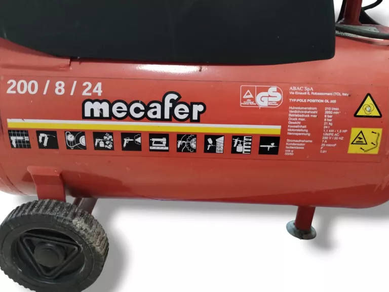 PRZENOŚNA SPRĘŻARKA KOMPRESOR MECAFER 425528 200/8/6 180 L/MIN 8 BAR