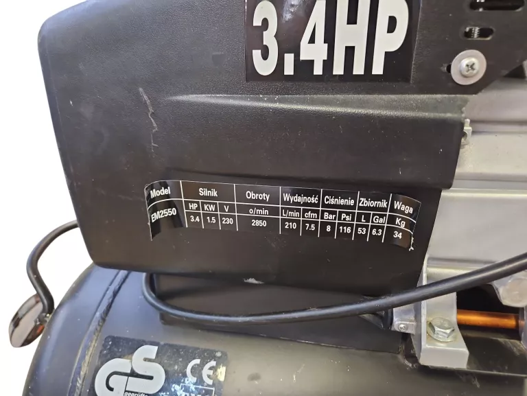 KOMPRESOR OLEJOWY ERMAN 50L 3.4HP EM2550 SPRĘŻARKA