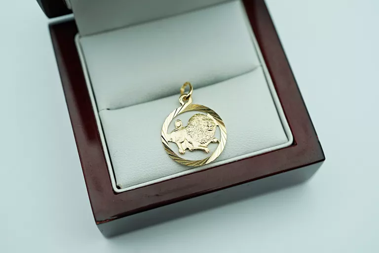 PIĘKNA ZŁOTA ZAWIESZKA - ZNAK ZODIAKU - LEW - P333 8K