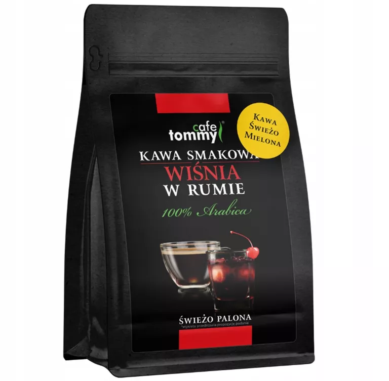 KAWA MIELONA SMAKOWA WIŚNIA W RUMIE 100% ARABICA 250G TOMMY CAFE
