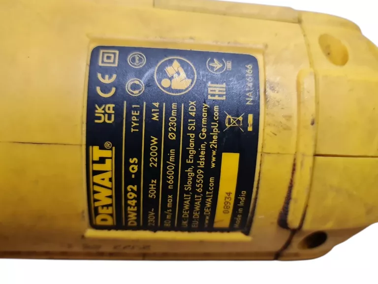 DUŻA SZLIFIERKA KĄTOWA DEWALT DWE492-QS 2200W
