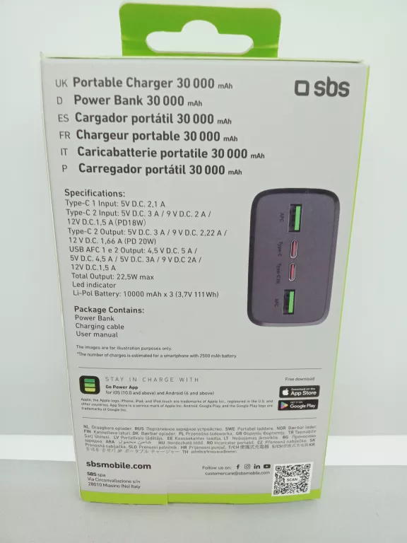 POWERBANK SBS 30000 MAH CZARNY