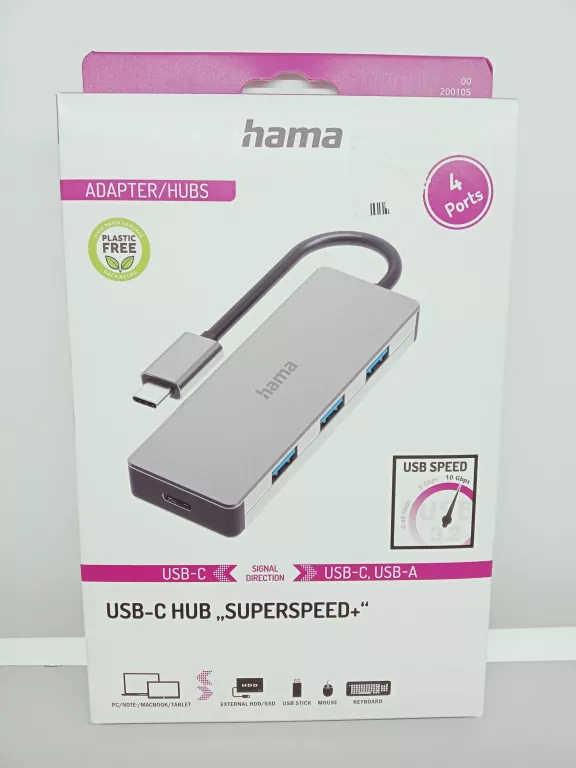 HAMA HUB USB-C, 4 PORTY, 10 GBIT/S ADAPTER