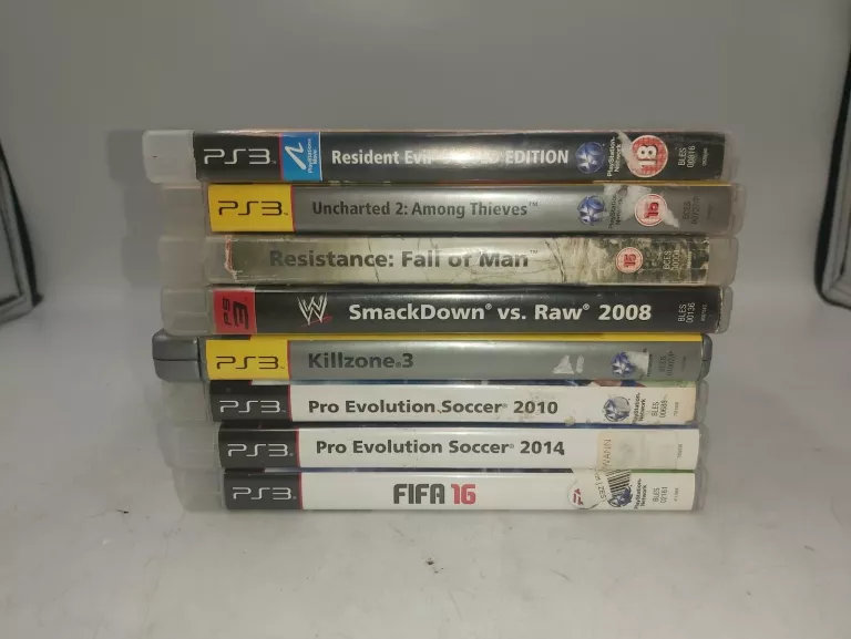 ZESTAW 8 GIER NA PS3: RESIDENT EVIL 5, UNCHARTED, KILLZONE 3, RESISTANCE!