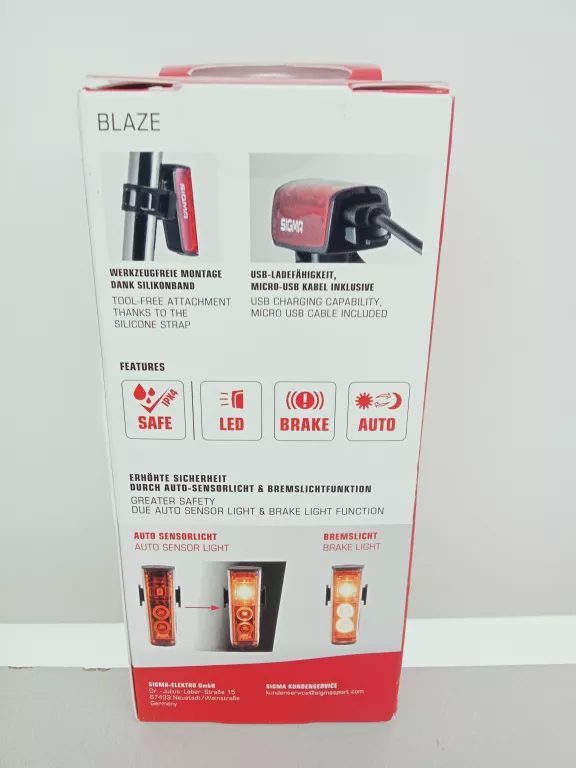 LAMPKA ROWEROWA LED SIGMA AURA 30 LUX MOCNA + TYŁ OŚWIETLENIE