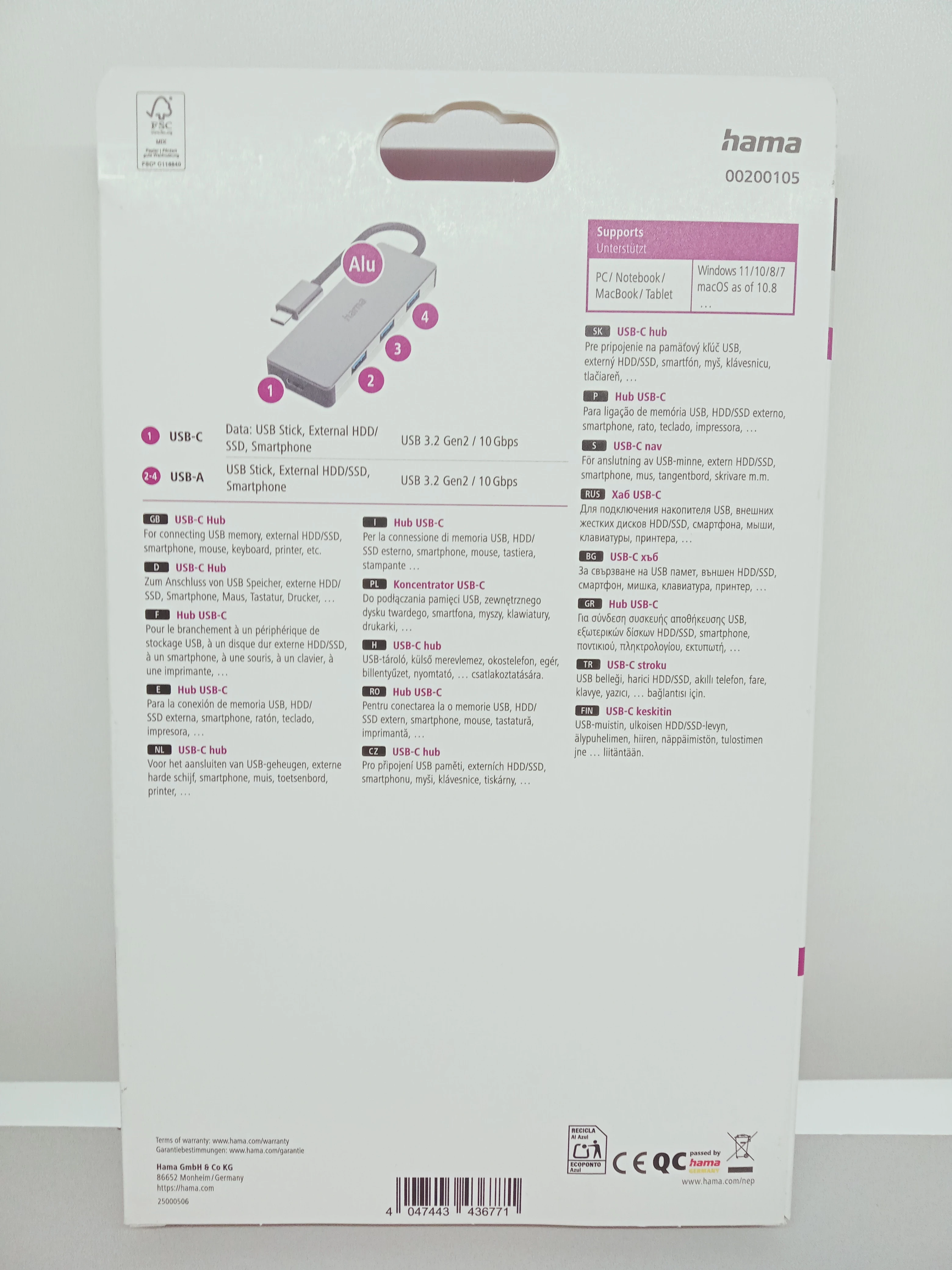 hama-hub-usb-c-4-porty-10-gbits-adapter-ean-gtin-4047443481214