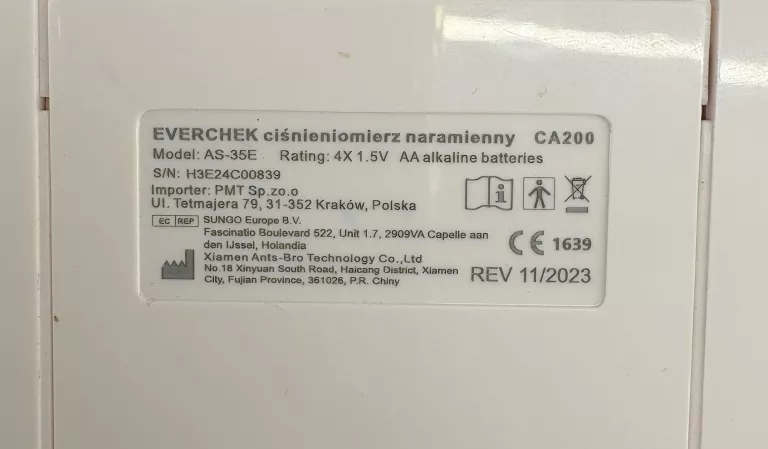 CIŚNIENIOMIERZ EVERCHECK CA200