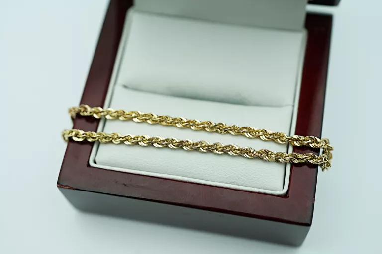 CIEKAWA PIĘKNA ZŁOTA BRANSLETKA KORDEL 585 14K 17CM