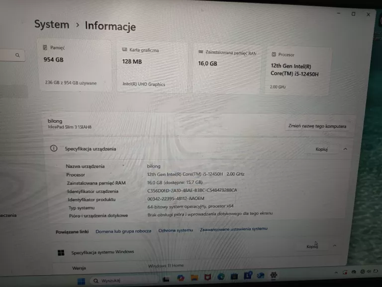 LAPTOP LENOVO IDEAPAD SLIM 3 14IAH8