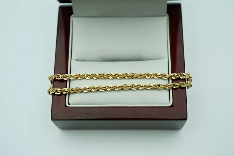 CIEKAWA PIĘKNA ZŁOTA BRANSLETKA KORDEL 585 14K 17CM