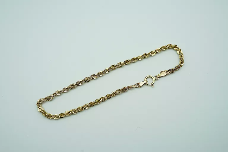CIEKAWA PIĘKNA ZŁOTA BRANSLETKA KORDEL 585 14K 17CM