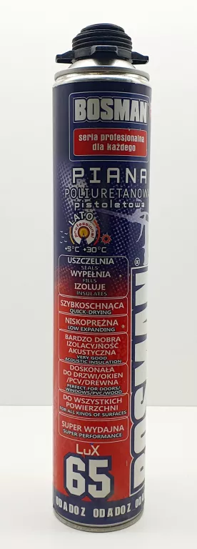 PIANA NA PISTOLET PISTOLETOWA MONTAŻOWA BOSMAN NISKOPRĘŻNA DE LUX 860ML