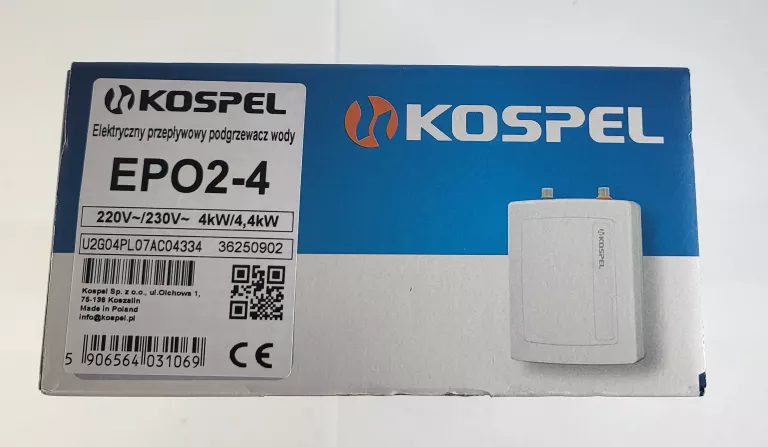 ELEKTRYCZNY PRZEPŁYWOWY PODGRZEWACZ WODY KOSPEL EPO2-4