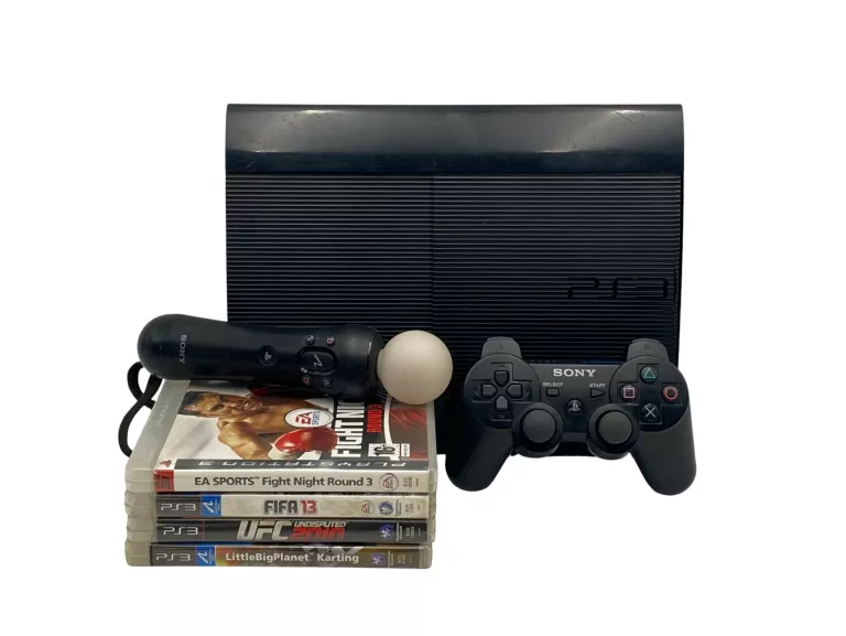 SONY PLAYSTATION 3 PS3 SUPER SLIM CECH-4004A 500GB + PAD + MOVE + 4X GRA