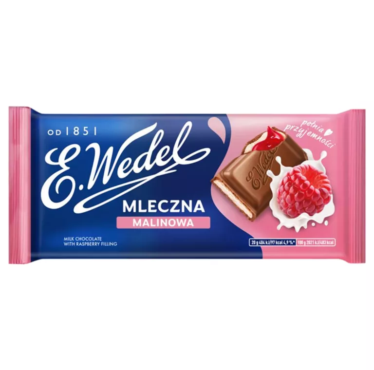 CZEKOLADA MLECZNA Z NADZIENIEM MALINOWYM 100 G E.WEDEL