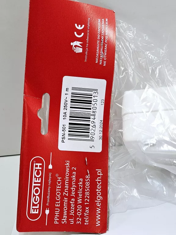 PRZEDŁUŻACZ PRZENOŚNY ELGOTECH 1M 5 GNIAZD