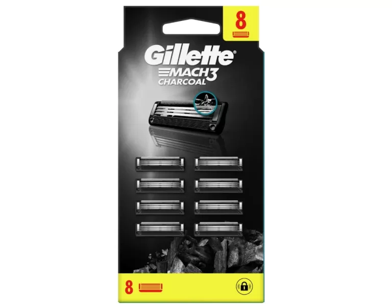 ORYGINALNE GILLETTE MACH3 CHARCOAL OSTRZA DO MASZYNKI DLA MĘŻCZYZN 8 SZT.