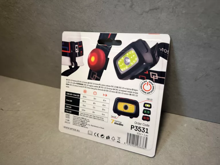 LATARKA CZOŁOWA EMOS P3531 LED COB + CREE 330LM 65M 3XAAA