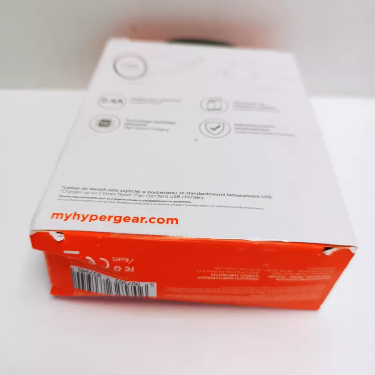 HYPERGEAR SZYBKA ŁADOWARKA SAMOCHODOWA 2.4A Z KABLEM MICRO USB 1.2M CZARNA