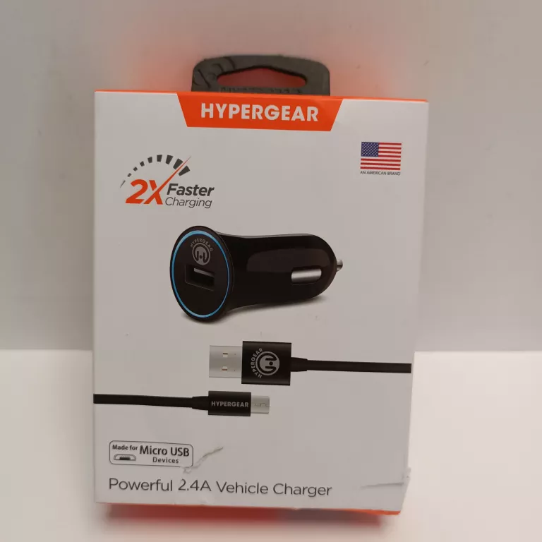 HYPERGEAR SZYBKA ŁADOWARKA SAMOCHODOWA 2.4A Z KABLEM MICRO USB 1.2M CZARNA