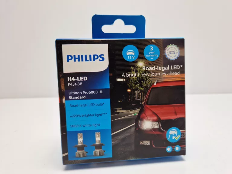 ŻARÓWKI LED H4 PHILIPS ULTINON PRO6000 HL STANDARD 12V 5800K P43T-38