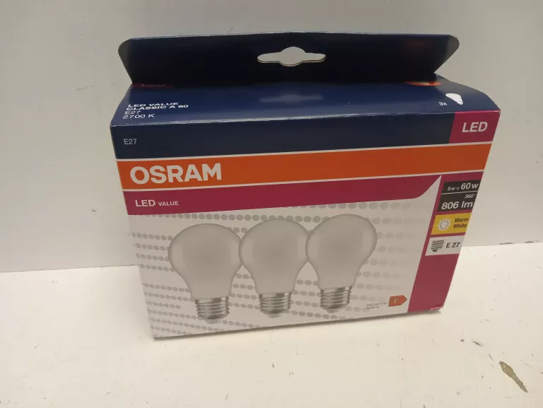 3X ŻARÓWKA LED E27 8,5W = 60W 806LM 2700K OSRAM