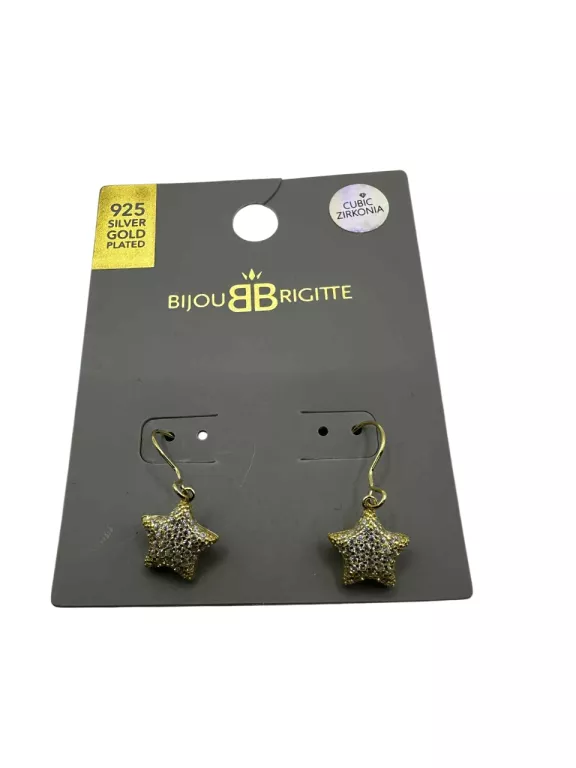 KOLCZYKI BIJOU BRIGITTE 925 POZŁACANE GWIAZDKI