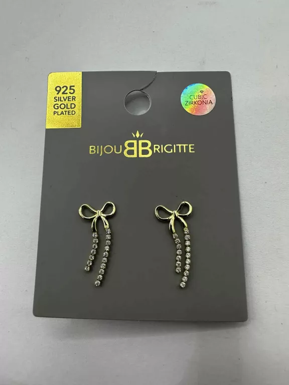 KOLCZYKI BIJOU BRIGITTE 925 POZŁACANE KOKARDKI