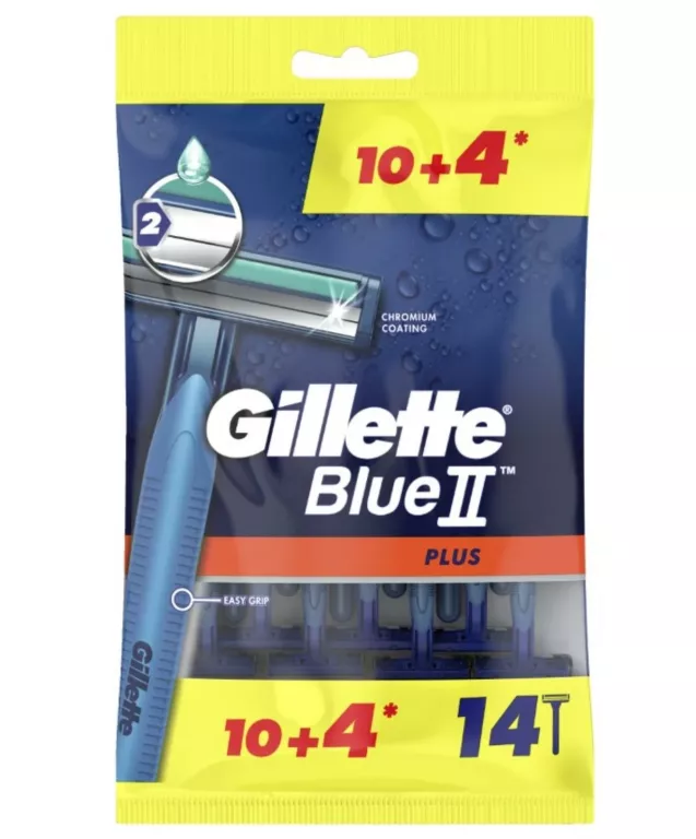 GILLETTE BLUE II PLUS MASZYNKI JEDNORAZOWE DO GOLENIA DLA MĘŻCZYZN, 14 SZT