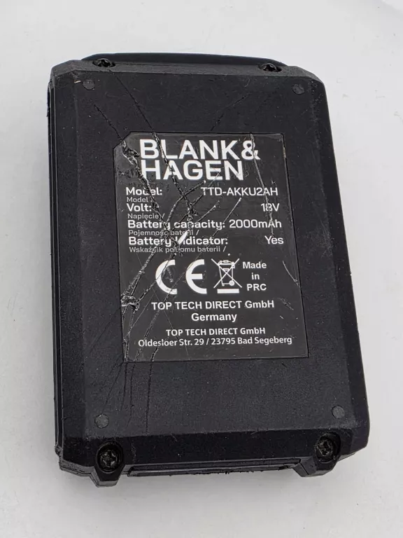 AKUMULATOR BLANK&HAGEN TTD-AKKU 18V 2AH