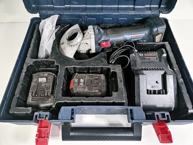 SZLFIERKA KĄTOWA BOSCH GWS 180-LI / WALIZKA / 2 X AKU 4,0 AH / ŁADOWRKA