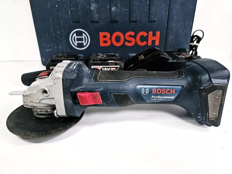 SZLFIERKA KĄTOWA BOSCH GWS 180-LI / WALIZKA / 2 X AKU 4,0 AH / ŁADOWRKA