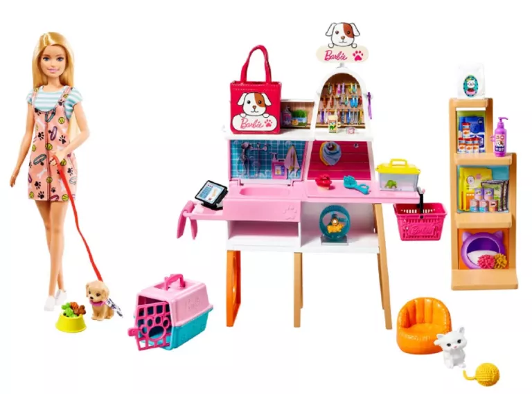 BARBIE SALON DLA ZWIERZAKÓW PIESEK KOTEK + AKCESORIA GRG90