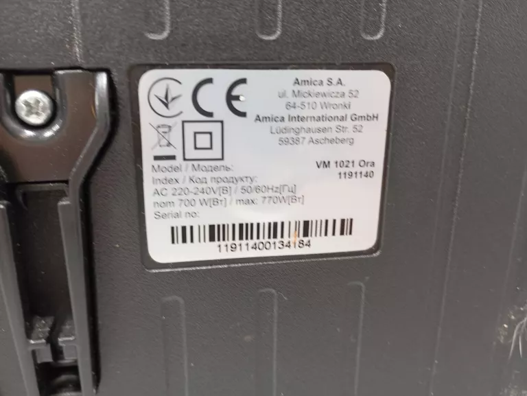 ODKURZACZ AMICA ORA VM 1021 700W