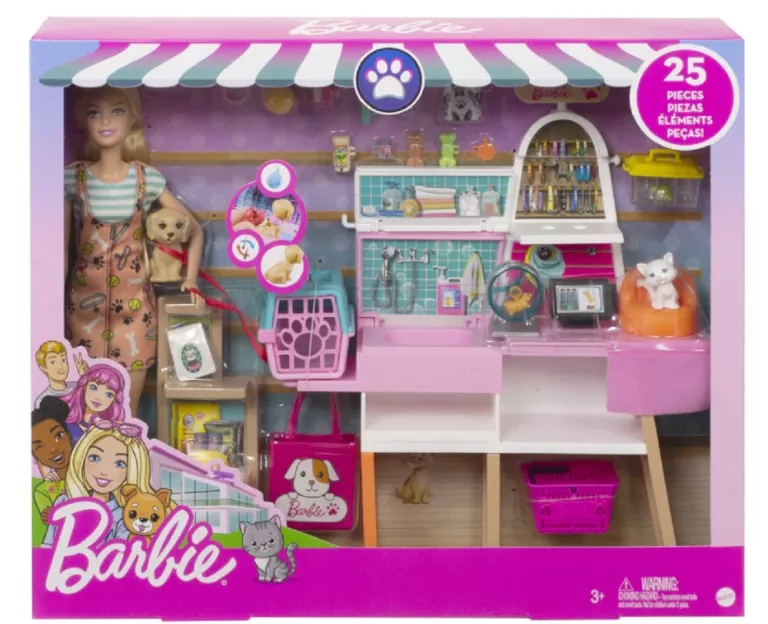 BARBIE SALON DLA ZWIERZAKÓW PIESEK KOTEK + AKCESORIA GRG90