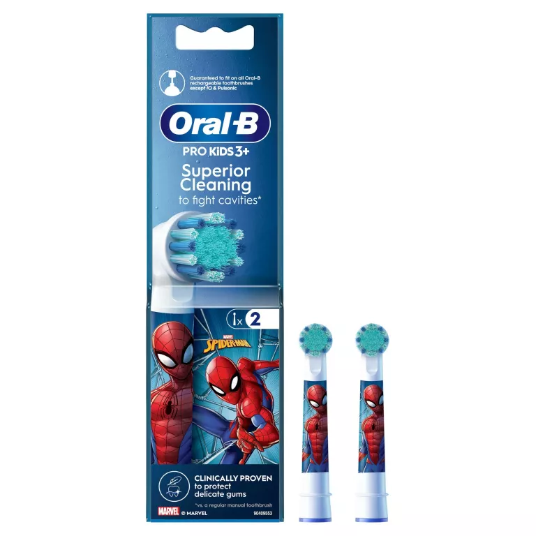 KOŃCÓWKI DO SZCZOTECZKI DLA DZIECKA ORAL-B PRO KIDS 3+SPIDERMAN ZESTAW 2SZ