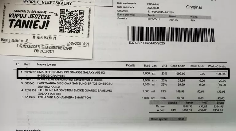 TELEFON SAMSUNG GALAXY A56 5G 8 GB / 256 GB + GWARANCJA + UBEZPIECZENIE !