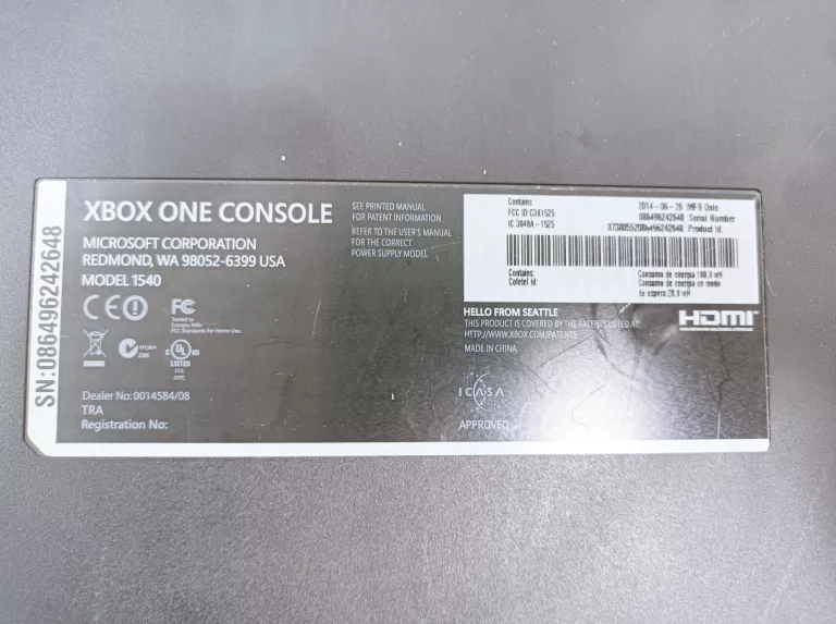 KONSOLA  XBOX ONE 1540 500GB ZASILACZ+ PAD