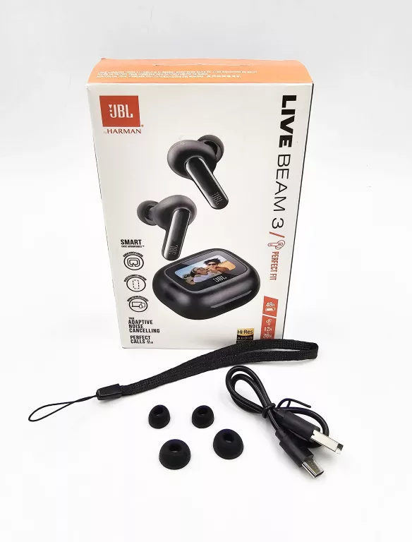 SŁUCHAWKI BEZPRZEWODOWE DOKANAŁOWE JBL LIVE BEAM 3 / CZARNE