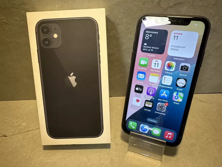 TELEFON IPHONE 11 64GB 82% PUDEŁKO DUŻO ETUI