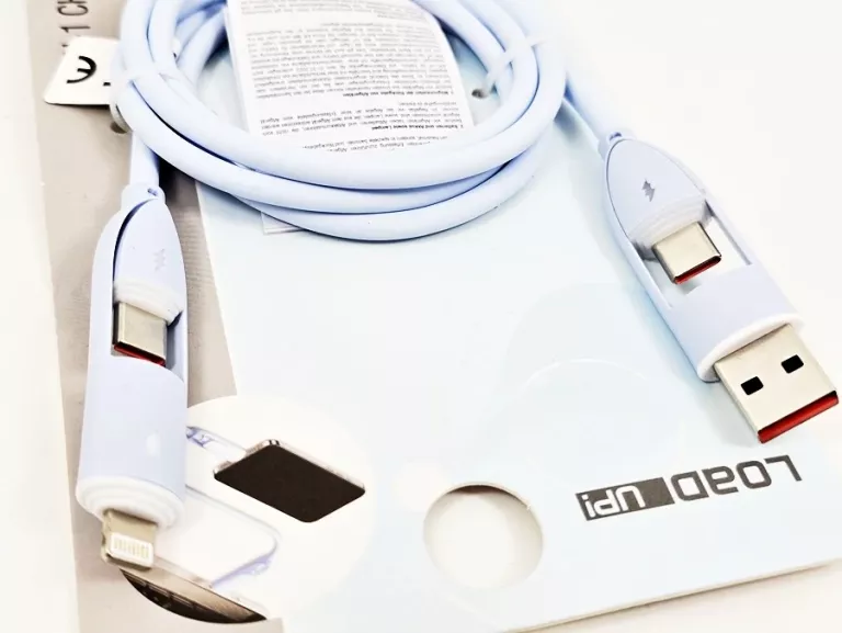 KABEL DO ŁADOWANIA 4W1 /USB C-C /A-C /C-LIGHTNING /A-LIGHTNING (BŁĘKITNY)