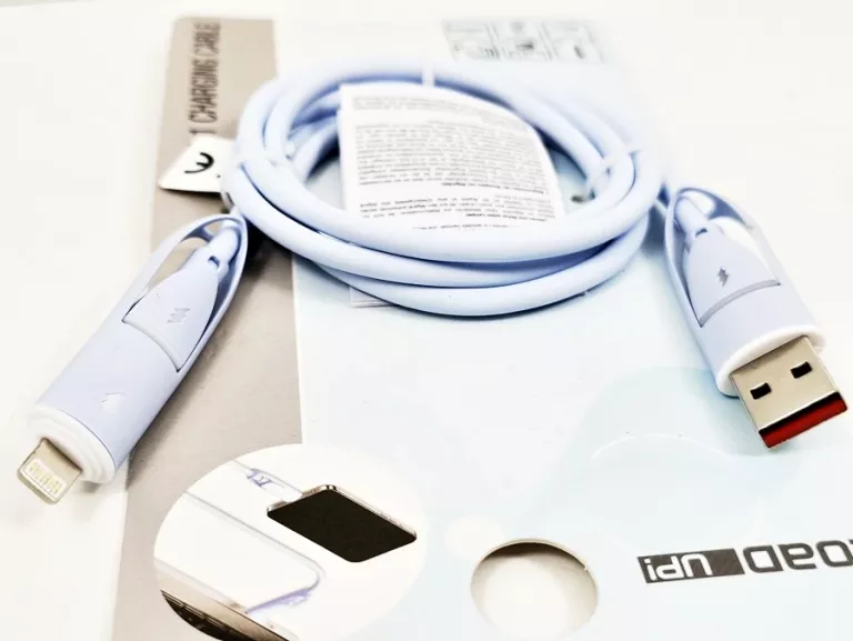 KABEL DO ŁADOWANIA 4W1 /USB C-C /A-C /C-LIGHTNING /A-LIGHTNING (BŁĘKITNY)