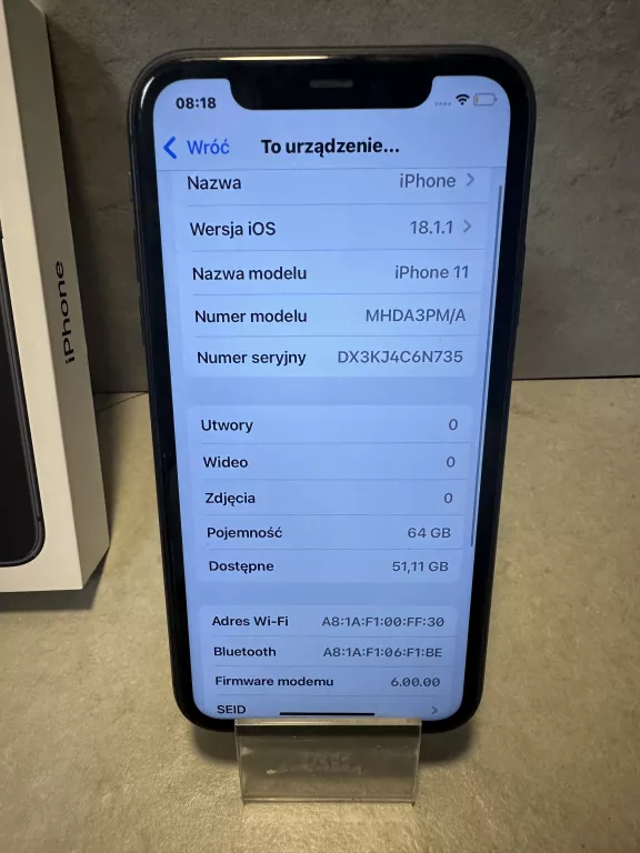 TELEFON IPHONE 11 64GB 82% PUDEŁKO DUŻO ETUI