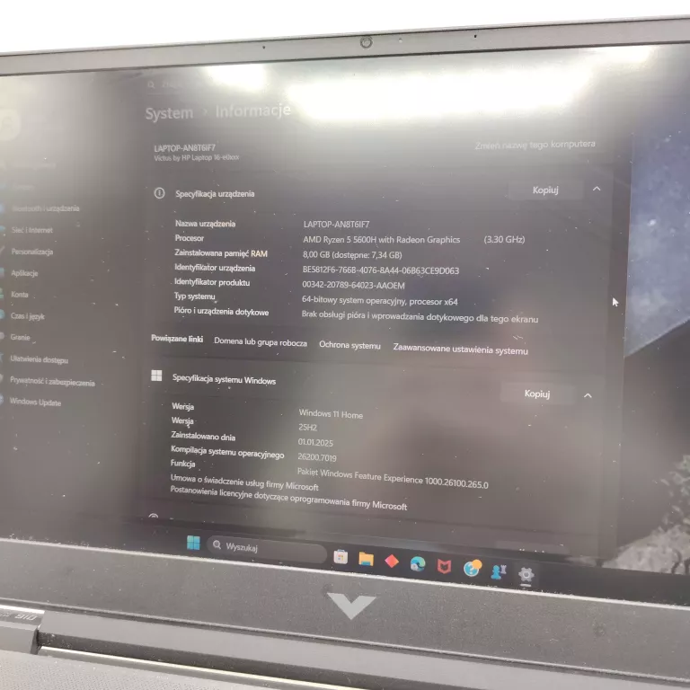 LAPTOP VICTUS AMD RYZEN 5 5600H 8/512