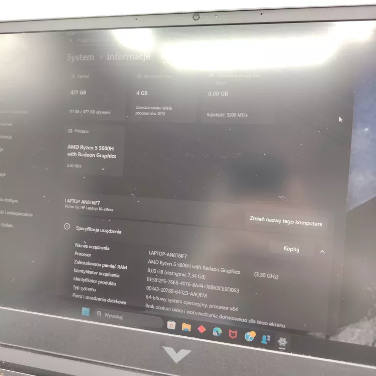 LAPTOP VICTUS AMD RYZEN 5 5600H 8/512