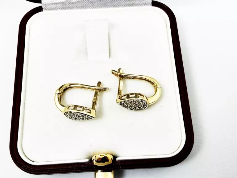 ZŁOTE KOLCZYKI P585 Z CYRKONIAMI, ZAPIĘCIE ANGIELSKIE, WAGA: 2,04